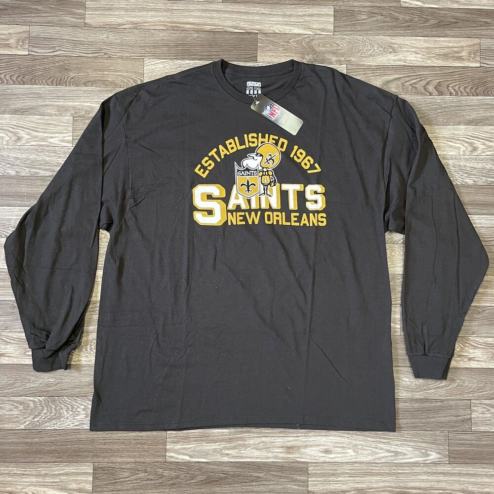 New Orleans Saints Long Sleeve Shirt Men’s 2XL Junk Food Black Retro Logo NWT